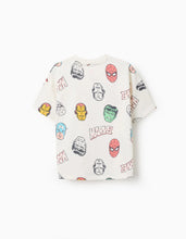 Carregar imagem no visualizador da galeria, T-shirt de algodão com motivo super-heróis Marvel para menino, branco