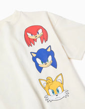 Carregar imagem no visualizador da galeria, T-shirt de algodão com estampados Sonic & Friends para menino, branco