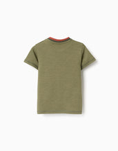 Carregar imagem no visualizador da galeria, T-shirt de algodão com cacto bordado para bebé menino, verde-escuro