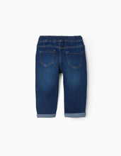 Carregar imagem no visualizador da galeria, Calças de ganga slim fit com cordão para bebé menino, azul-escuro