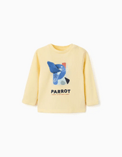 Carregar imagem no visualizador da galeria, T-shirt de manga comprida com papagaio estampado para bebé menino, amarelo