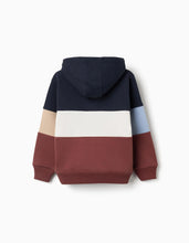 Carregar imagem no visualizador da galeria, Sweat de felpa com capuz e colour block para menino, multicolor