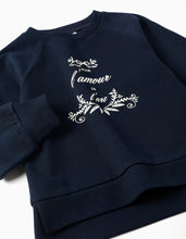 Carregar imagem no visualizador da galeria, Sweat com estampado em relevo Amour de l'Art para menina, azul-marinho