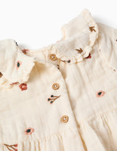 Carregar imagem no visualizador da galeria, Vestido de manga comprida de algodão com flores para bebé menina, branco