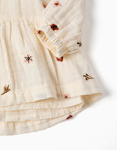 Carregar imagem no visualizador da galeria, Vestido de manga comprida de algodão com flores para bebé menina, branco
