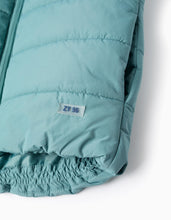 Carregar imagem no visualizador da galeria, Colete Acolchoado com Capuz para Menino, Verde Água Zippy