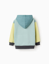 Carregar imagem no visualizador da galeria, Sweat Cardada com Capuz, Verde/Amarelo/Cinza Zippy