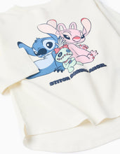 Carregar imagem no visualizador da galeria, T-shirt de Manga Comprida para Menina 'Stitch, Scrump & Angel', Branco Zippy