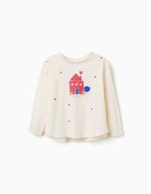 Carregar imagem no visualizador da galeria, T-shirt de manga comprida com estampado para menina, branco