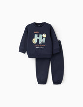 Carregar imagem no visualizador da galeria, Fato de Treino Cardado para Bebé Menino 'Hi', Azul Escuro