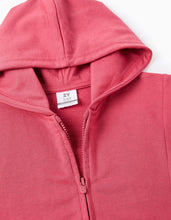 Carregar imagem no visualizador da galeria, Casaco com Capuz e Ombros Descaídos para Menina, Rosa Zippy