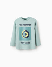 Carregar imagem no visualizador da galeria, T-shirt de Manga Comprida para Menino 'The Abstract', Verde Água Zippy