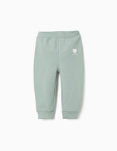 Carregar imagem no visualizador da galeria, Calças cardadas com coração estampado para bebé menina, verde-claro