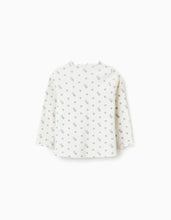 Carregar imagem no visualizador da galeria, T-shirt Canelada de Manga Comprida com Motivo para Bebé Menina, Branco Zippy