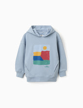 Carregar imagem no visualizador da galeria, Sweat de algodão com capuz e estampado Art Thinker para menino, azul
