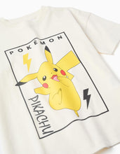 Carregar imagem no visualizador da galeria, T-shirt + calções com estampado Pikachu para menino, branco/azul