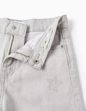 Carregar imagem no visualizador da galeria, Calças de ganga com estampado de estrelas e luas para menina, cinza Zippy
