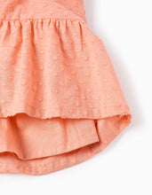 Carregar imagem no visualizador da galeria, Vestido de algodão com bordado suíço e folhos para menina, laranja