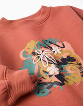 Carregar imagem no visualizador da galeria, Sweat cardada com motivo de arte e natureza para menina, terracota