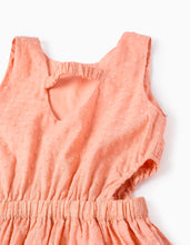 Carregar imagem no visualizador da galeria, Vestido de algodão com bordado suíço e folhos para menina, laranja
