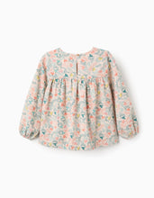 Carregar imagem no visualizador da galeria, Túnica de Sarja com Motivo Floral Colorido para Menina, Bege Zippy