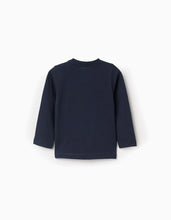 Carregar imagem no visualizador da galeria, T-shirt de algodão 'fair isle' para bebé menino, azul-escuro Zippy