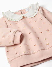 Carregar imagem no visualizador da galeria, Conjunto Sweat e calças de algodão para bebé menina, rosa-claro/castanho