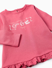 Carregar imagem no visualizador da galeria, T-shirt de Manga Comprida com Folhos para Bebé Menina 'Sweet', Rosa Zippy