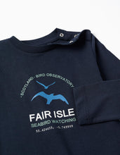 Carregar imagem no visualizador da galeria, T-shirt de algodão 'fair isle' para bebé menino, azul-escuro Zippy