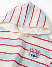 Carregar imagem no visualizador da galeria, Sweat cardada às riscas com capuz Stitch para menina, multicolor
