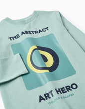 Carregar imagem no visualizador da galeria, T-shirt de Manga Comprida para Menino 'The Abstract', Verde Água Zippy