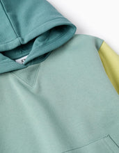 Carregar imagem no visualizador da galeria, Sweat Cardada com Capuz, Verde/Amarelo/Cinza Zippy