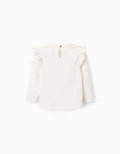 Carregar imagem no visualizador da galeria, T-shirt de Algodão com Folhos 'Marie', Branco Zippy