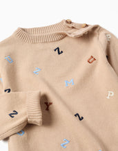 Carregar imagem no visualizador da galeria, Camisola de malha com letras bordadas para bebé menino, bege