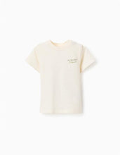 Carregar imagem no visualizador da galeria, T-shirt de algodão com estampado frontal para bebé menino, bege
