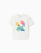 Carregar imagem no visualizador da galeria, T-shirt de algodão com estampado frontal Art para bebé menino, branco
