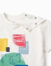 Carregar imagem no visualizador da galeria, T-shirt de algodão com estampado frontal Art para bebé menino, branco
