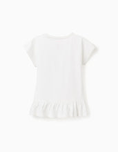 Carregar imagem no visualizador da galeria, T-shirt de algodão com estampado Stitch e Angel para menina, branco

