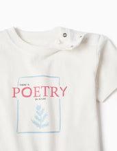 Carregar imagem no visualizador da galeria, Conjunto T-shirt de algodão estampada + calções para bebé menino, branco/azul-escuro
