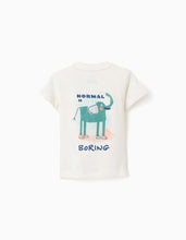 Carregar imagem no visualizador da galeria, T-shirt de algodão com elefante estampado para bebé menino, bege-claro
