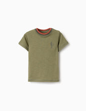 Carregar imagem no visualizador da galeria, T-shirt de algodão com cacto bordado para bebé menino, verde-escuro
