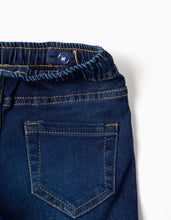 Carregar imagem no visualizador da galeria, Calças de ganga slim fit com cordão para bebé menino, azul-escuro
