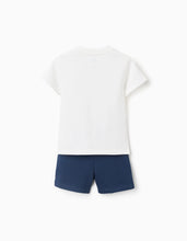 Carregar imagem no visualizador da galeria, Conjunto T-shirt e calções com um estampado Mickey para bebé menino, branco/azul
