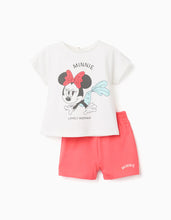 Carregar imagem no visualizador da galeria, T-shirt e calções com estampado Minnie para bebé menina, branco/vermelho

