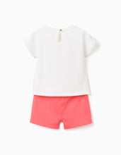 Carregar imagem no visualizador da galeria, T-shirt e calções com estampado Minnie para bebé menina, branco/vermelho
