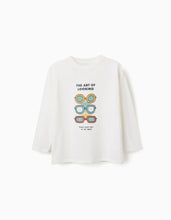 Carregar imagem no visualizador da galeria, T-shirt de manga comprida com estampado Art of Looking para menino, branco
