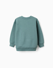 Carregar imagem no visualizador da galeria, Sweat cardada com estampado em relevo para menino, azul-esverdeado
