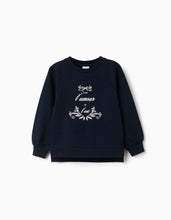 Carregar imagem no visualizador da galeria, Sweat com estampado em relevo Amour de l'Art para menina, azul-marinho
