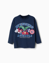Carregar imagem no visualizador da galeria, T-shirt de manga comprida de algodão Vingadores para menino, azul-marinho

