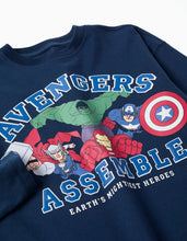 Carregar imagem no visualizador da galeria, T-shirt de manga comprida de algodão Vingadores para menino, azul-marinho
